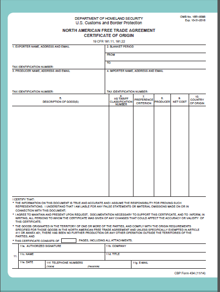 NAFTA (Cert. of Origin) | export.gov